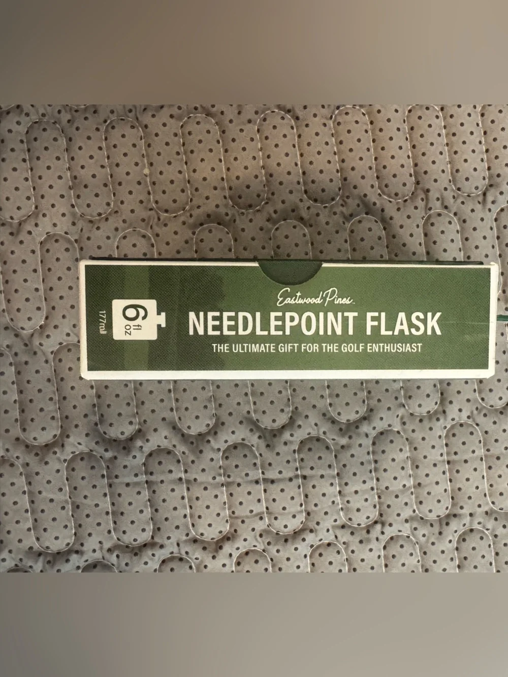 Green Needlepoint Bear Stainless Steel Money Clip Flask